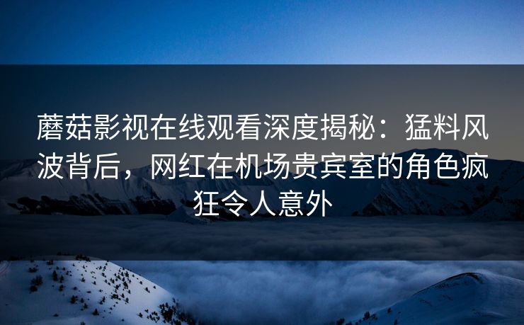 蘑菇影视在线观看深度揭秘:猛料风波背后,网红在机场贵宾室的角色疯狂令人意外 蘑菇影视在线观看深度揭秘:猛料风波背后,网红在机场贵宾室的角色疯狂令人意外